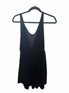 Black Velvet Deep V Skater Dress